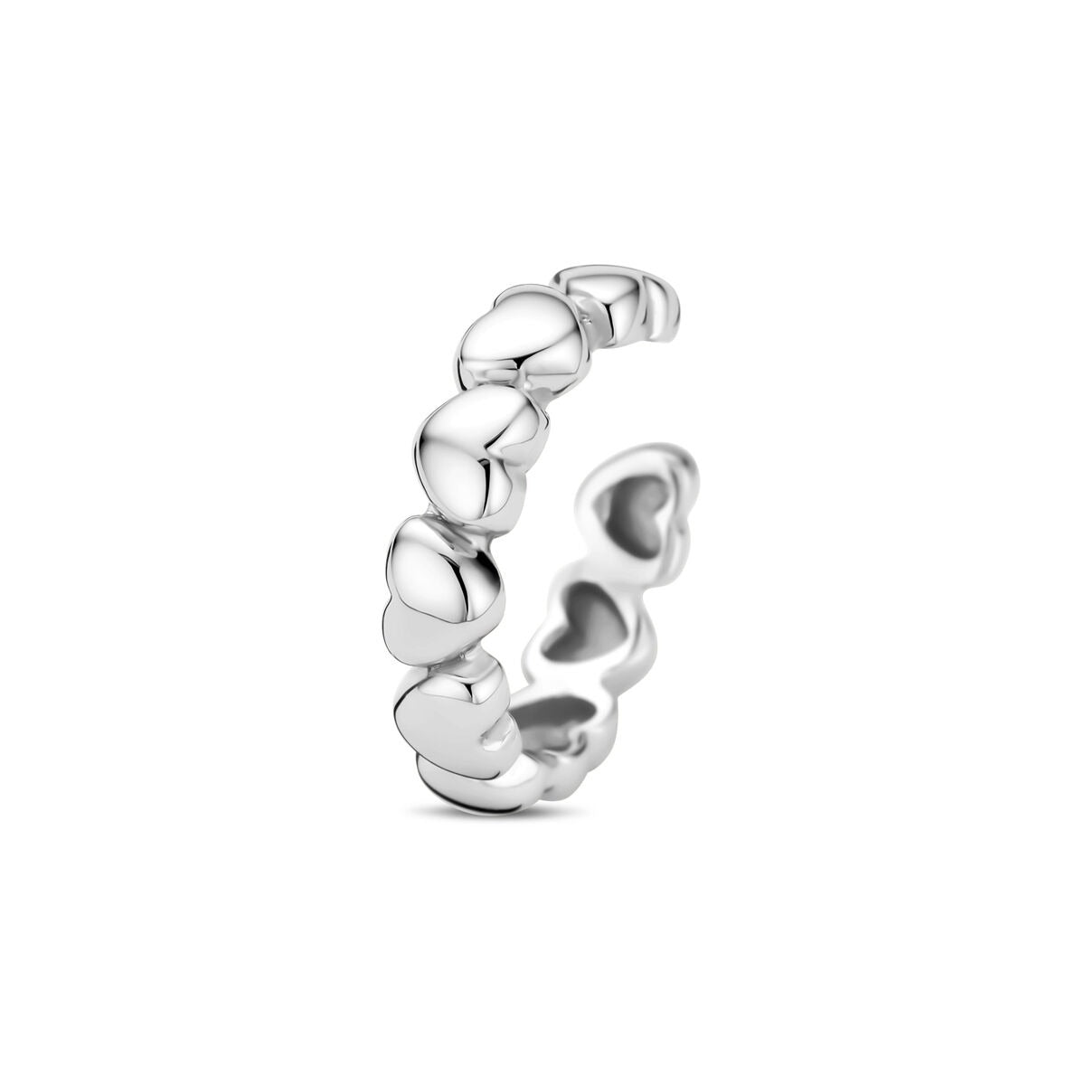 Earcuff argento con cuoricini – rodiato argento 925 (al pezzo)