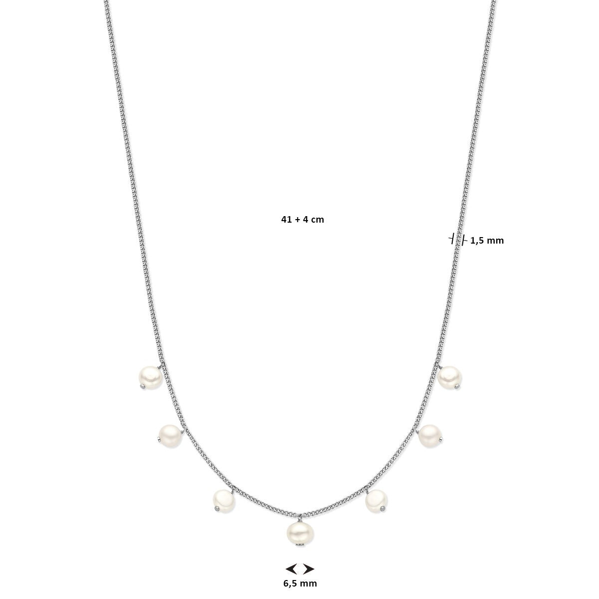 Collana da donna in argento – collier rodiato con perle