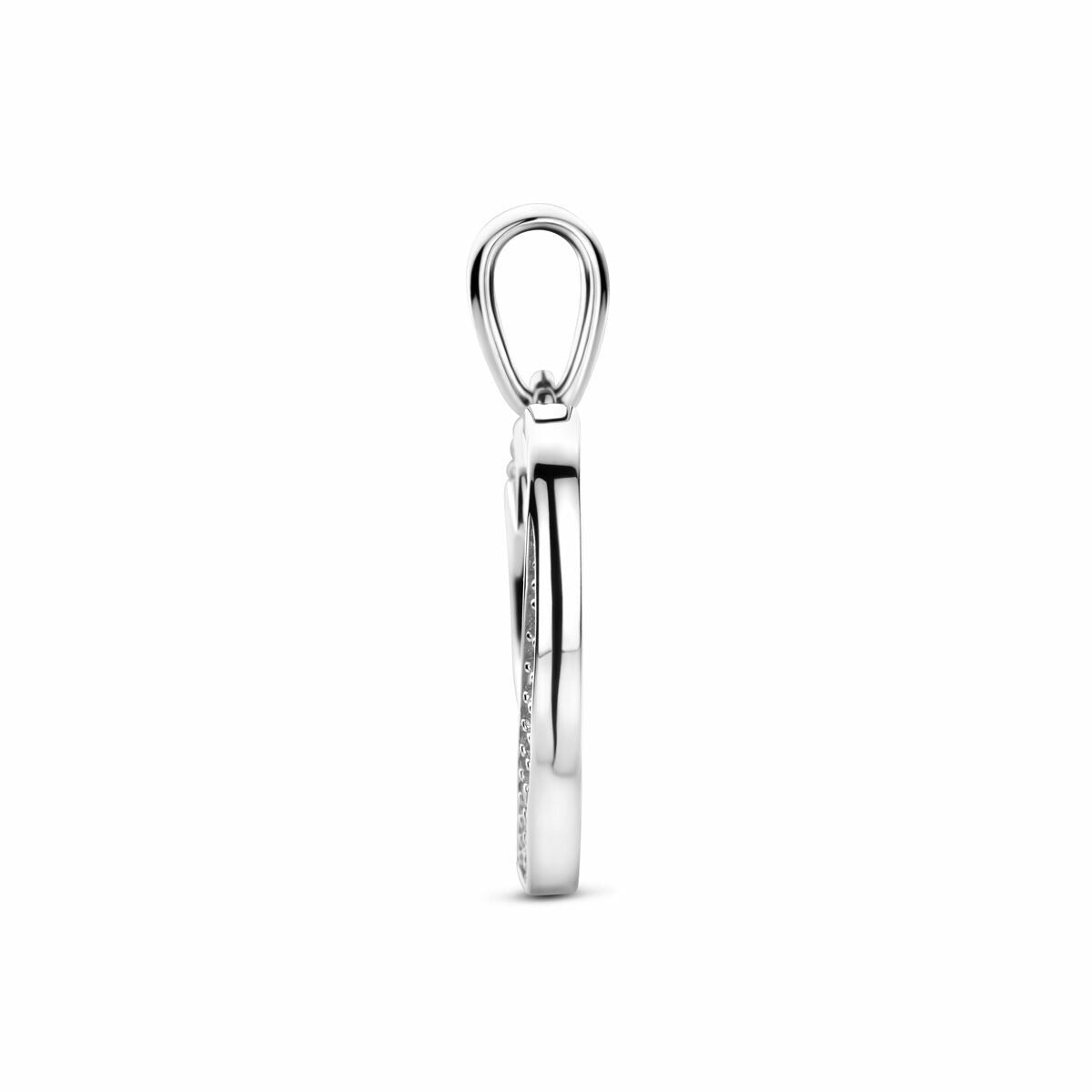 Ciondolo cuore in argento con zircone 925 rodiato – 21 mm