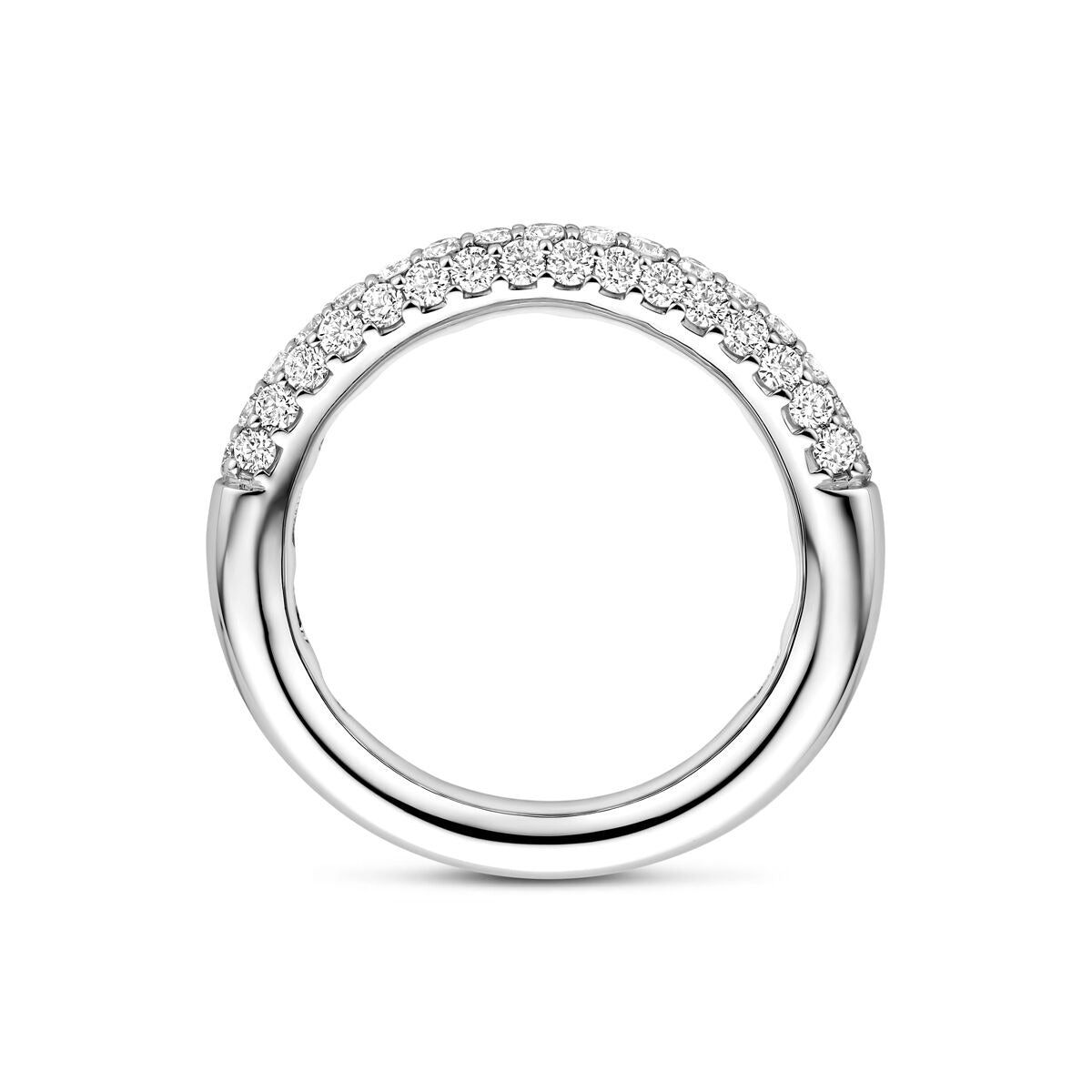 Anello in oro bianco 14k con diamanti pavé