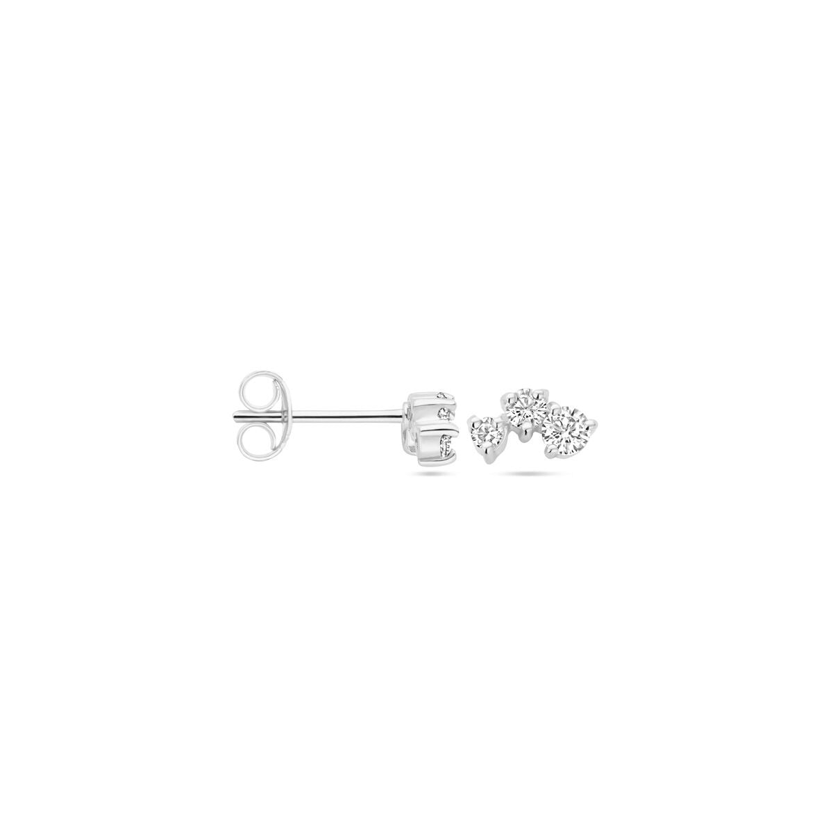 Orecchini a bottone da donna in argento con zirconi – rodiati 4.5 x 8 mm