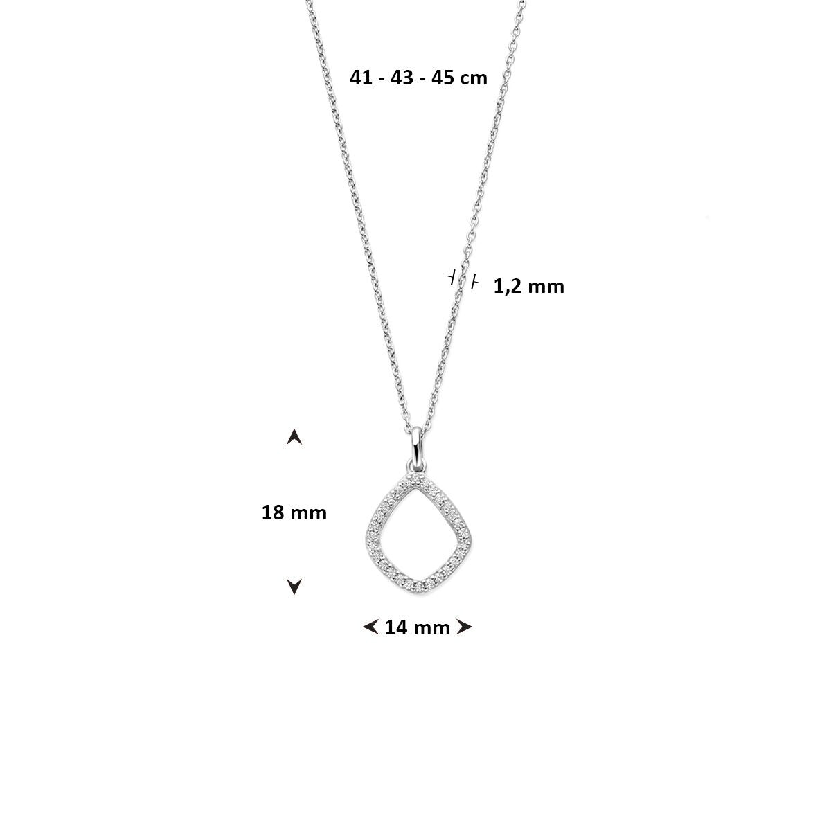 Collana in argento con ciondolo a rombo con zirconia 41 - 43 - 45 cm