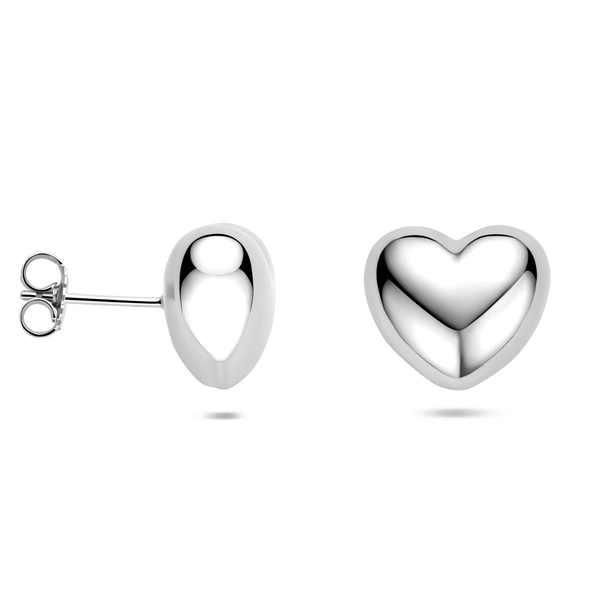 Orecchini a lobo in argento con cuore rodiato 13 mm