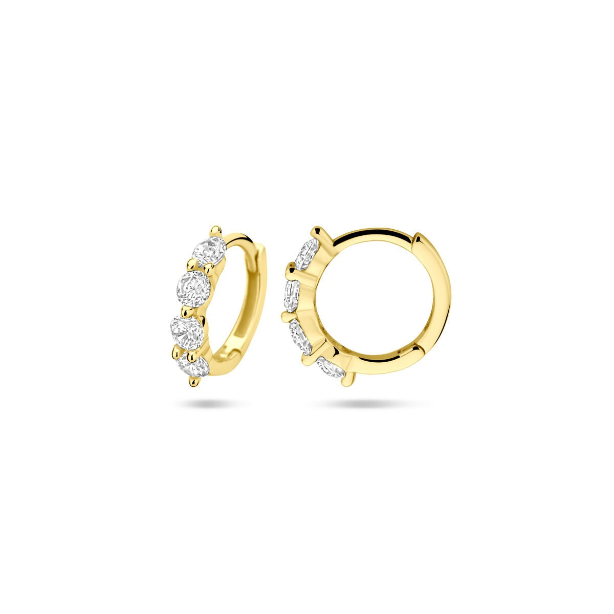 Orecchini a cerchio placcati oro con zirconi – Ø12.5 mm