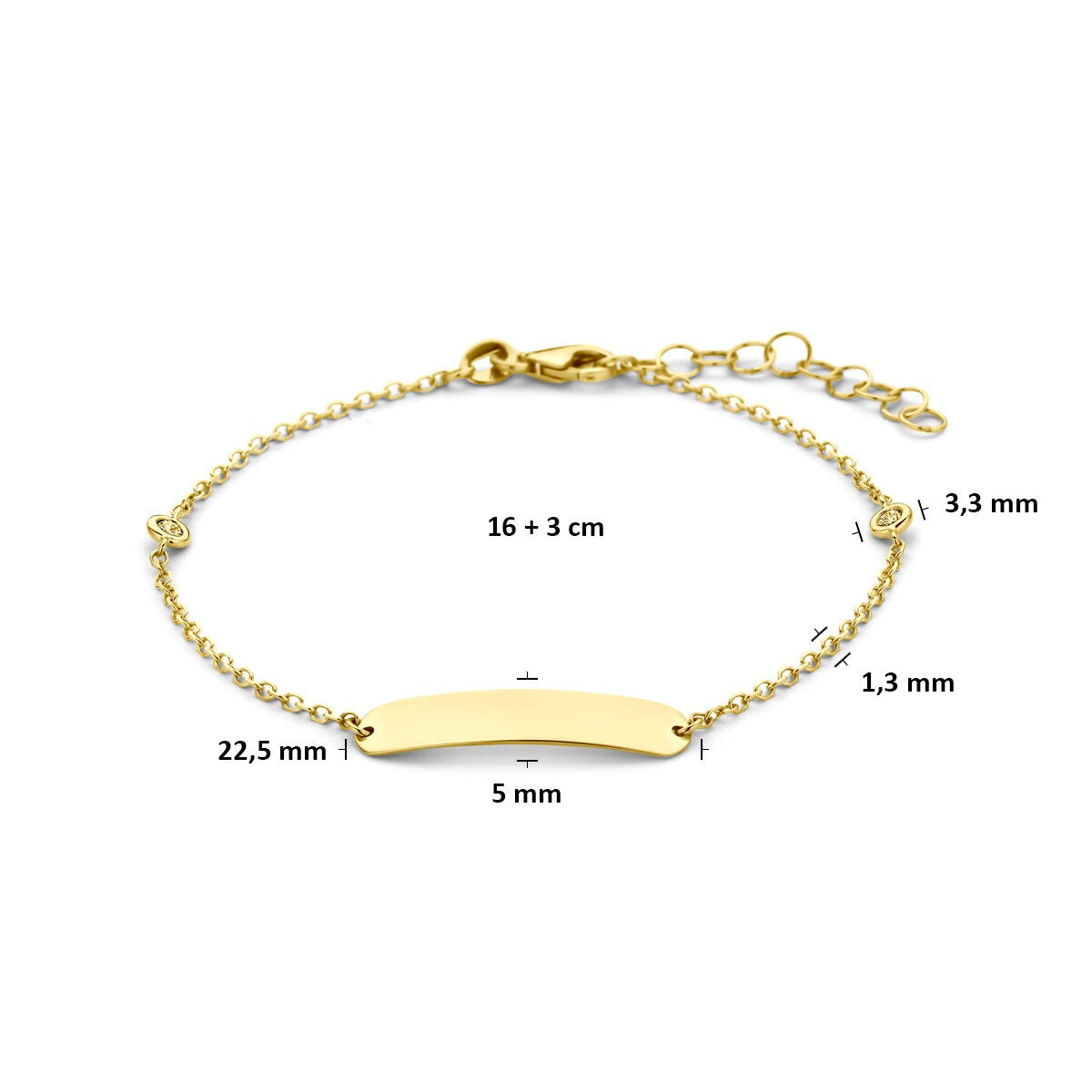 Bracciale da incisione in oro giallo 14k con diamante lab grown