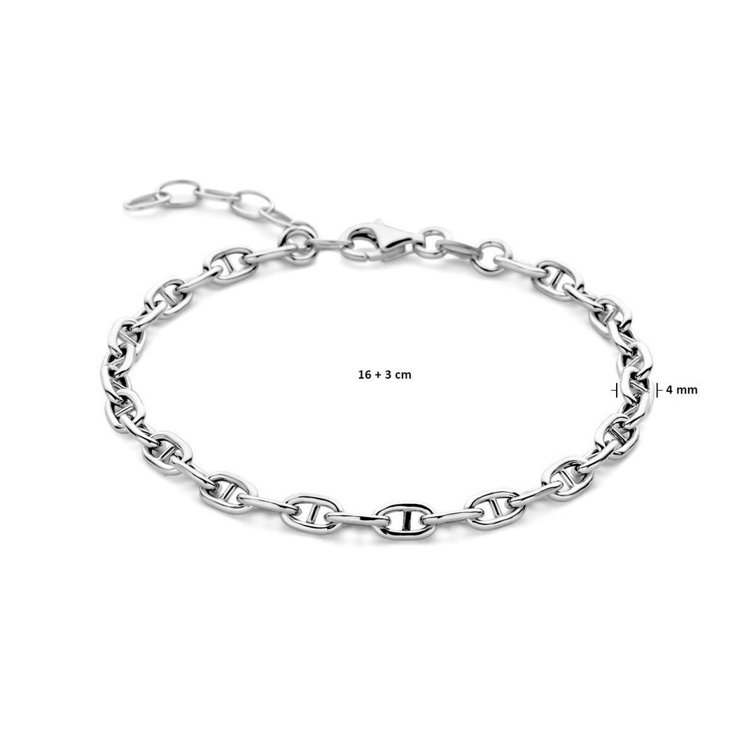 Zilveren dames armband – gerhodineerd 925 zilver met marine schakel