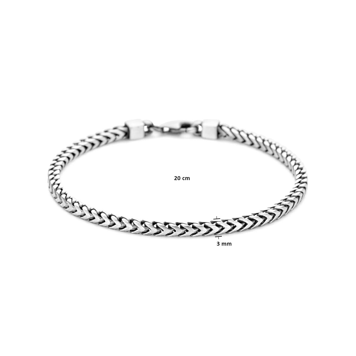 Geoxideerde zilveren heren armband met fantasie schakel 3 mm