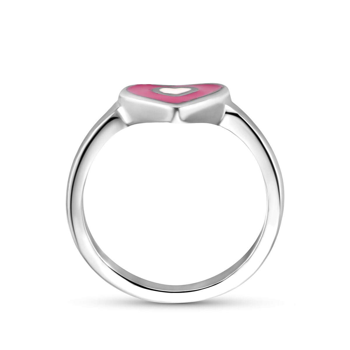 Anello da bambina in argento rodiato con cuore