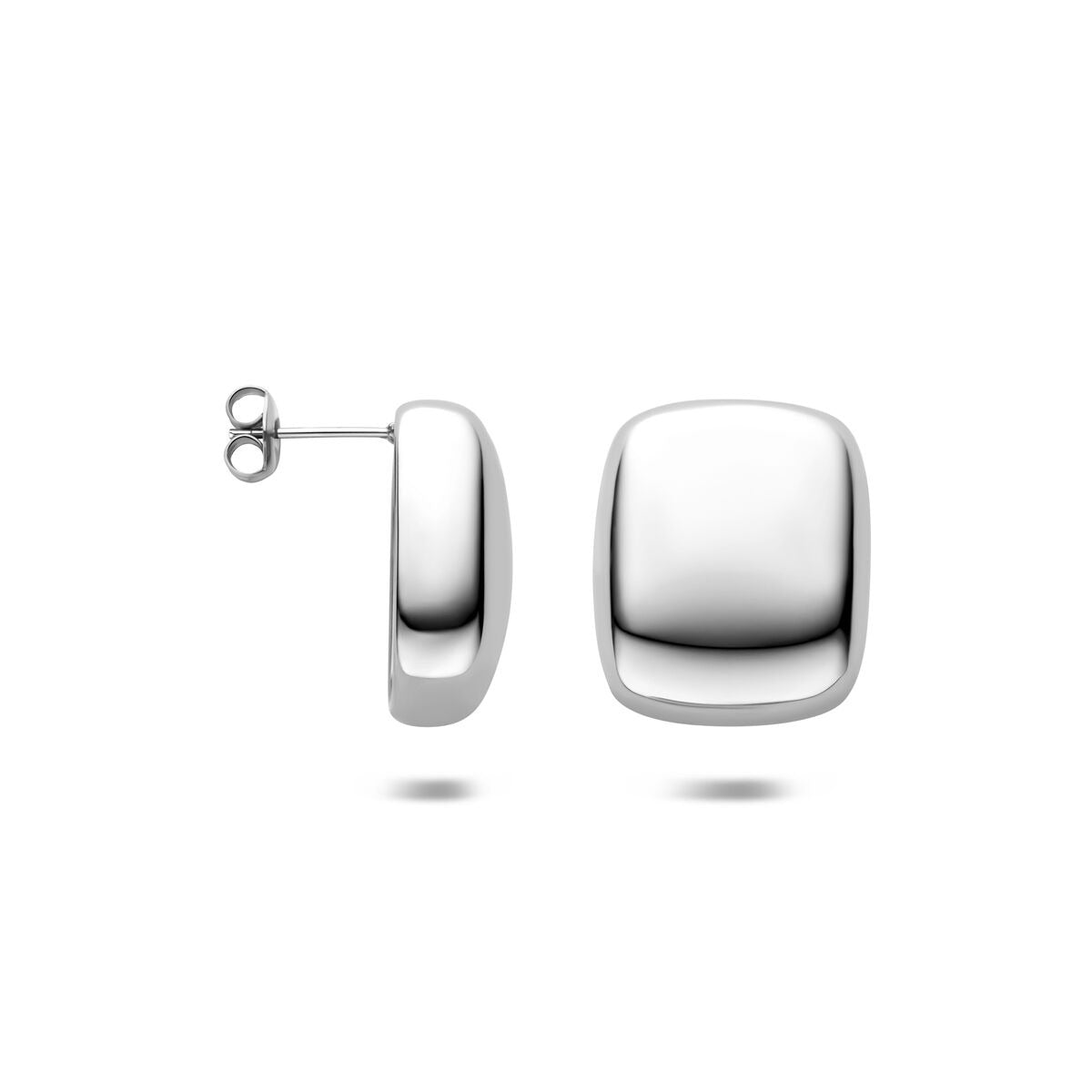 Orecchini a bottone in acciaio color argento – 23x19mm