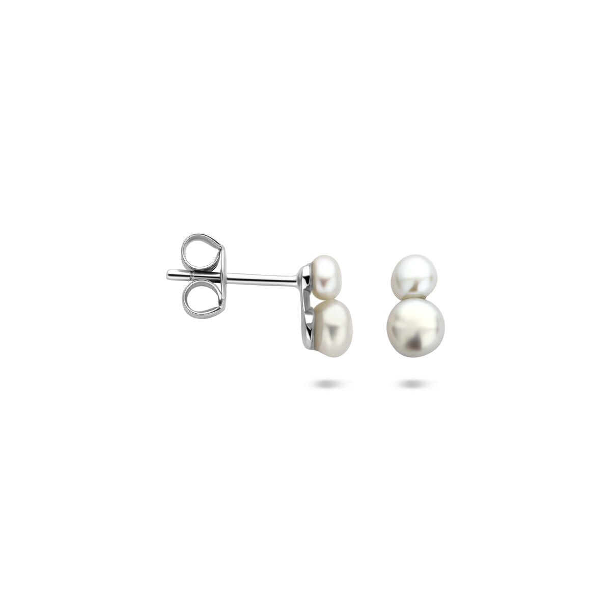Orecchini a bottone in argento 925 rodiato con perla
