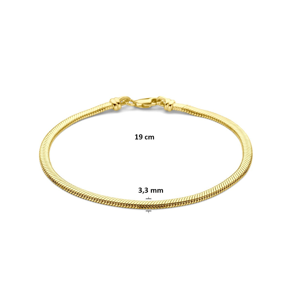 Bracciale a serpente in oro giallo 9k con anima in argento