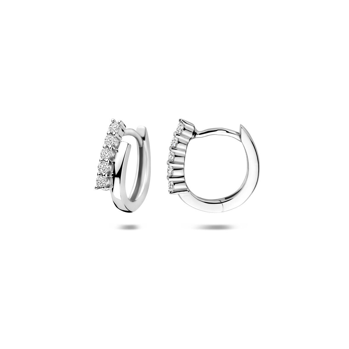 Orecchini a cerchio in argento con zircone – argento 925 rodiato 13 mm