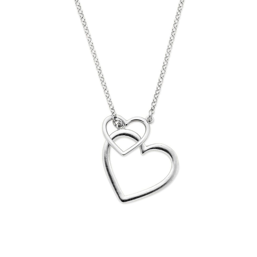 Gerhodineerd 925 zilveren collier met dubbele hartjes