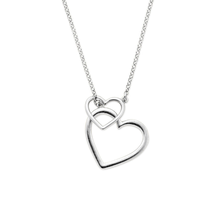 Gerhodineerd 925 zilveren collier met dubbele hartjes