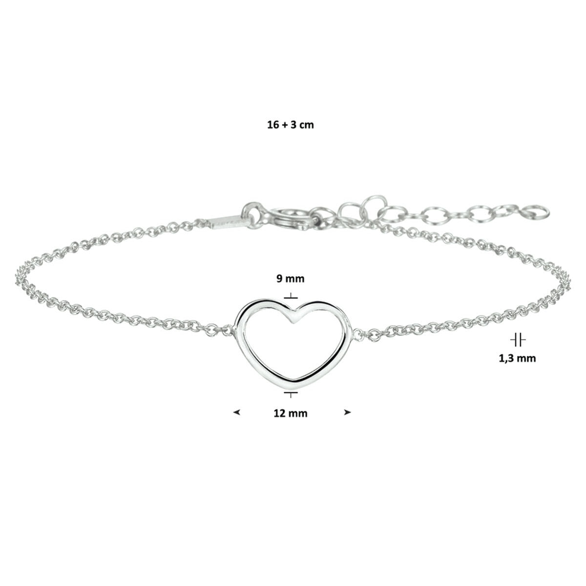 Bracciale in argento con cuoricino – argento 925 rodiato
