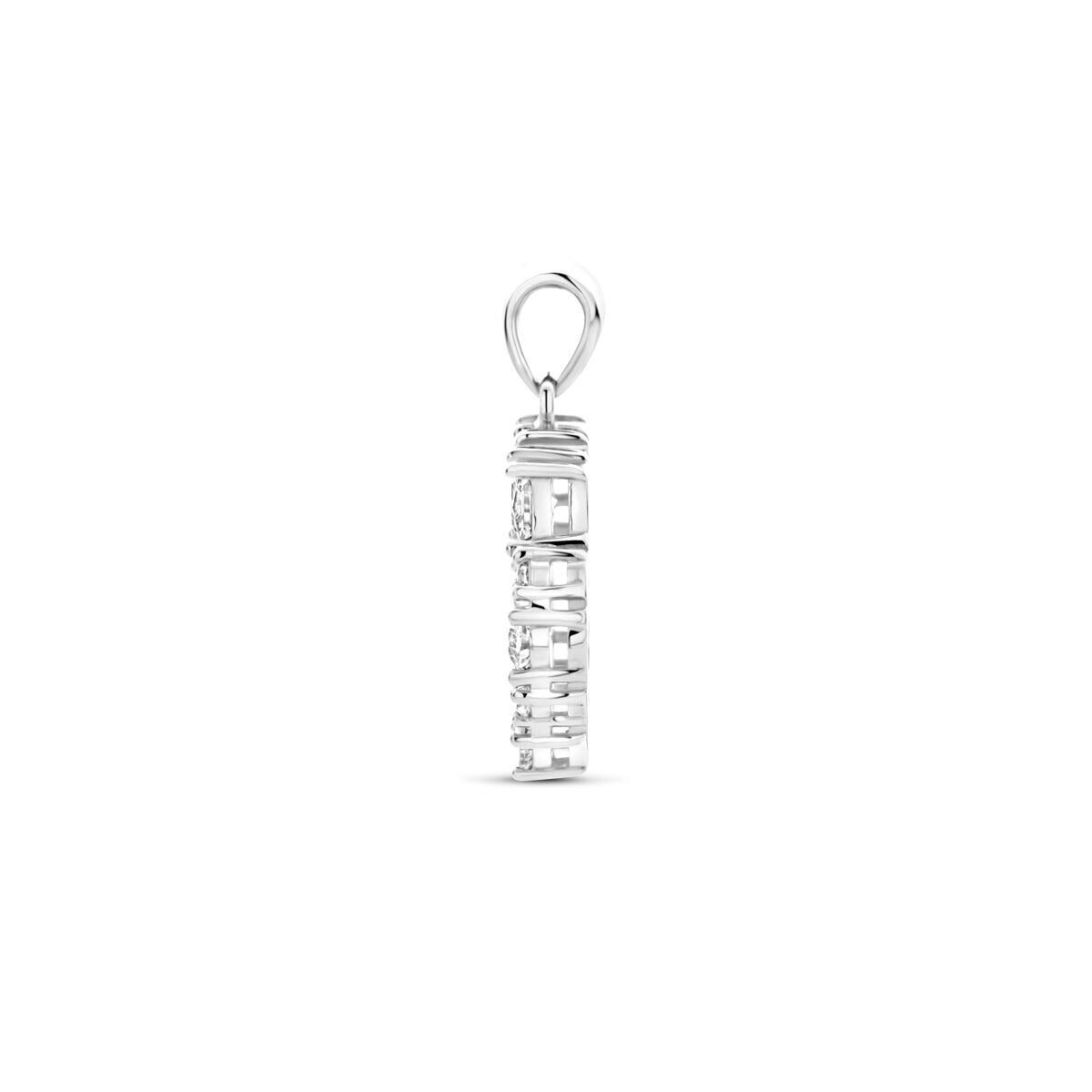 Ciondolo in argento rodiato da donna – ciondolo rotondo con zirconi a taglio brillante