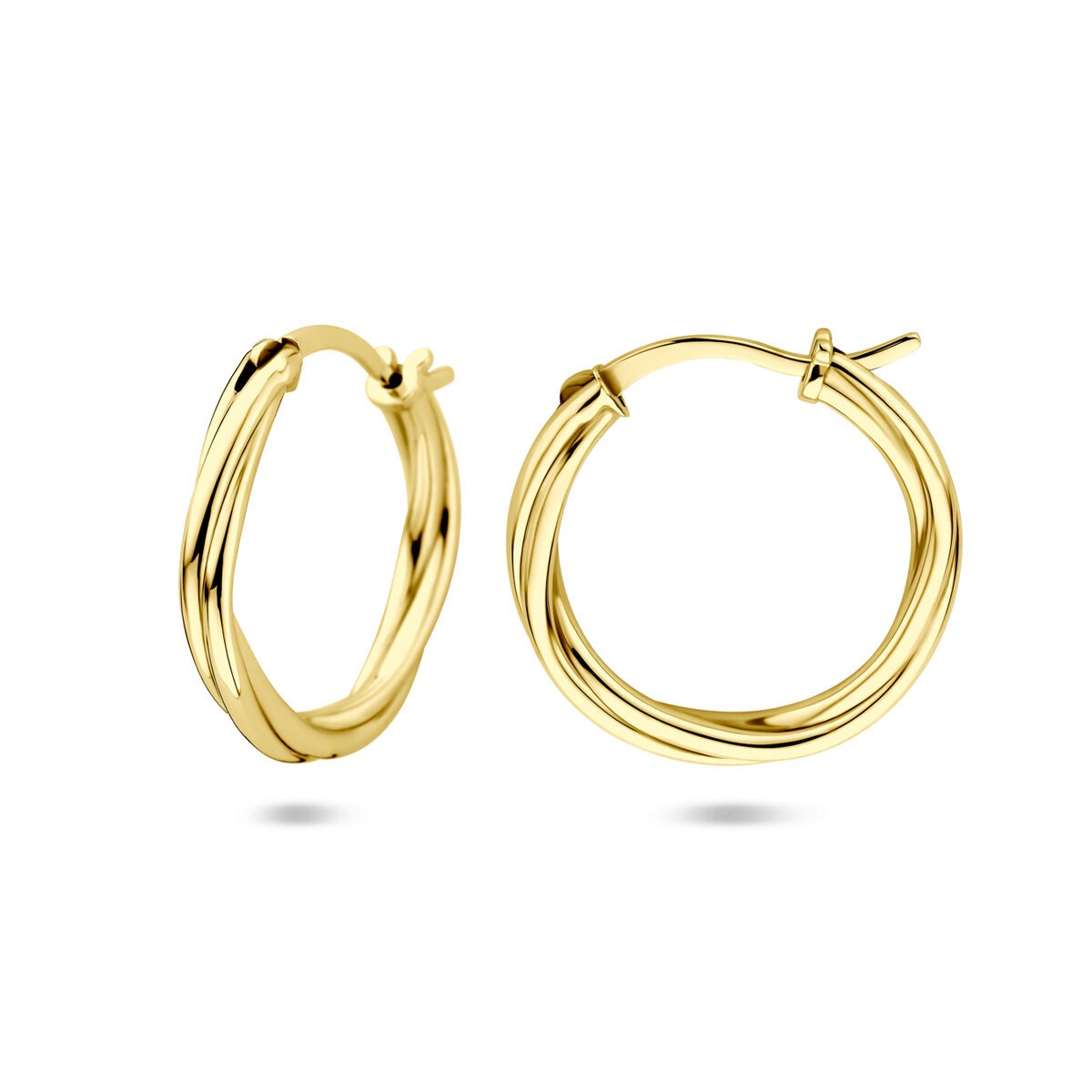 Orecchini a cerchio in argento dorato da donna – design ritorto