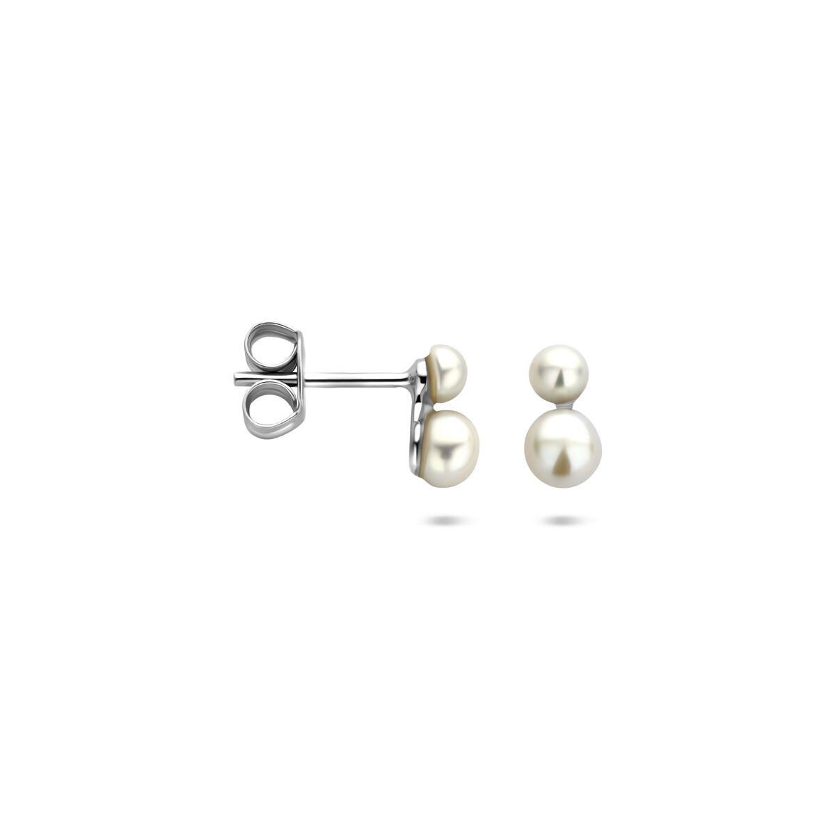 Orecchini a bottone in argento 925 rodiato con perla