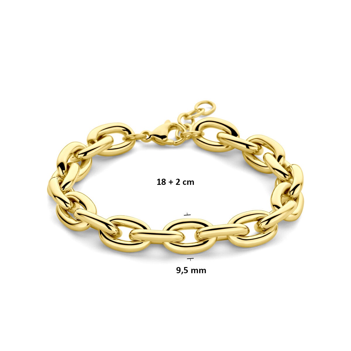 Bracciale ancora in acciaio color oro 18–20cm