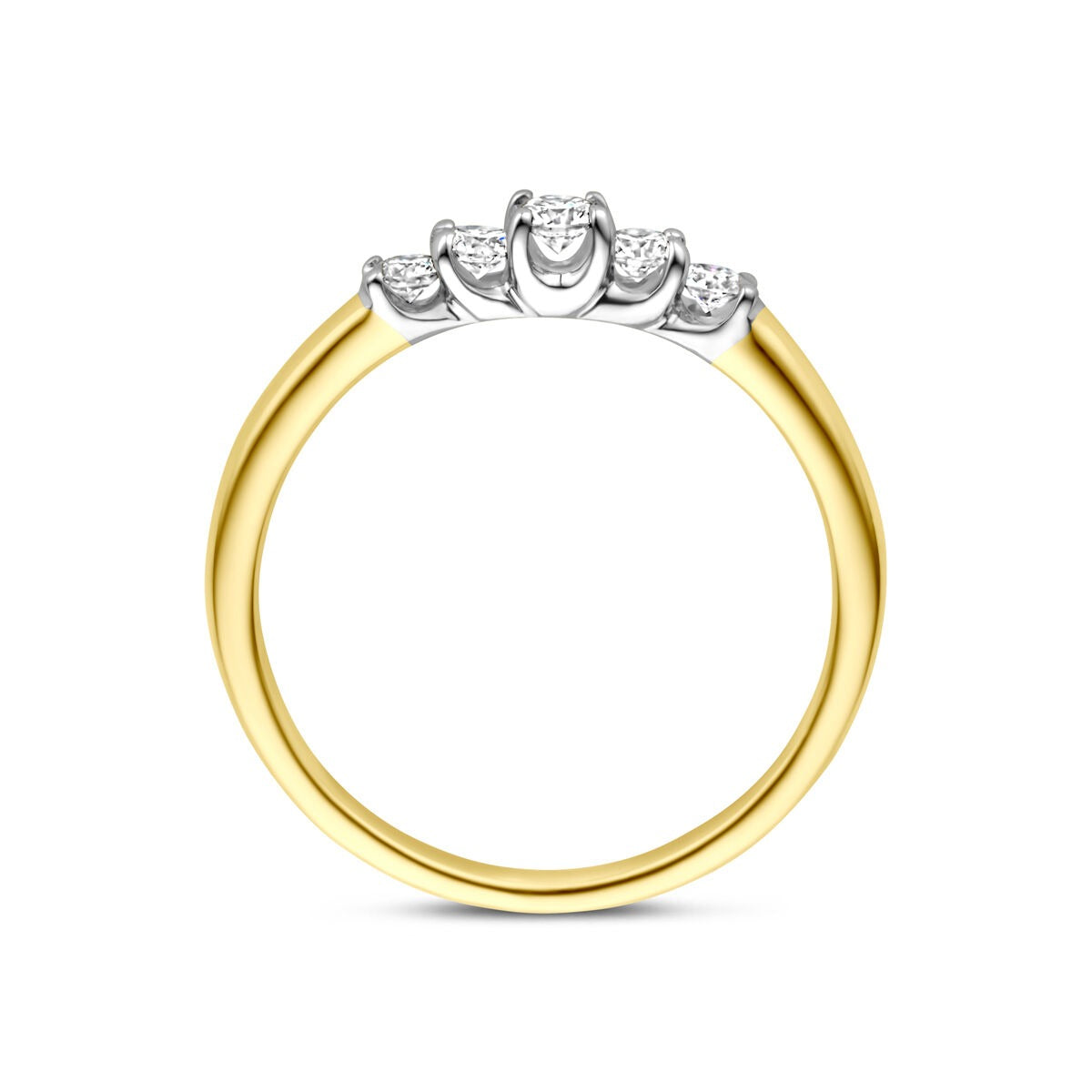 anello bicolore 14k con diamante da 0.30ct