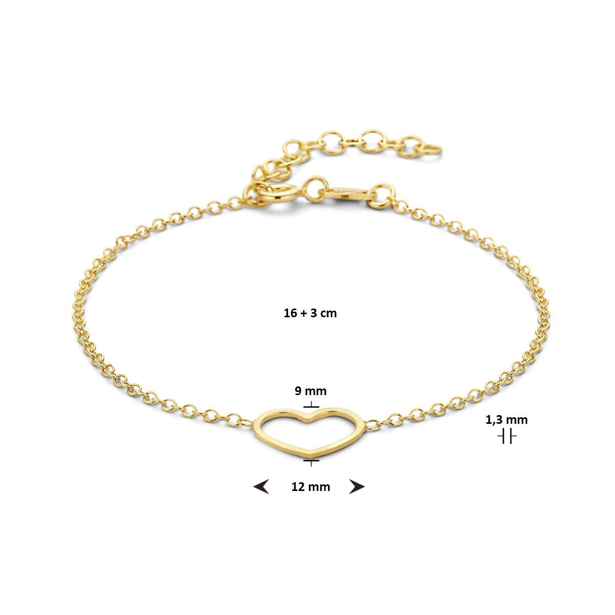 Bracciale in argento dorato con cuore – simbolo d'amore