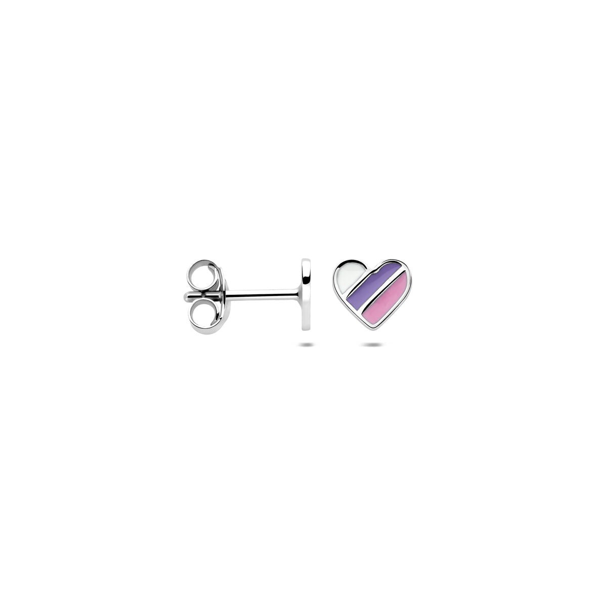 Orecchini a bottone da bambina in argento – cuoricini smaltati 5,5 mm
