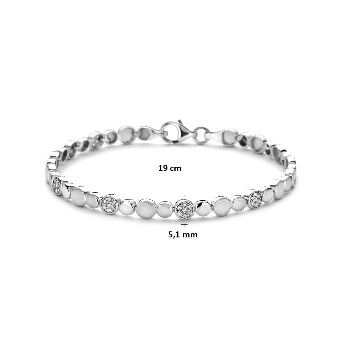 Bracciale in argento con zirconi – argento 925 rodiato 5,1 mm 19 cm