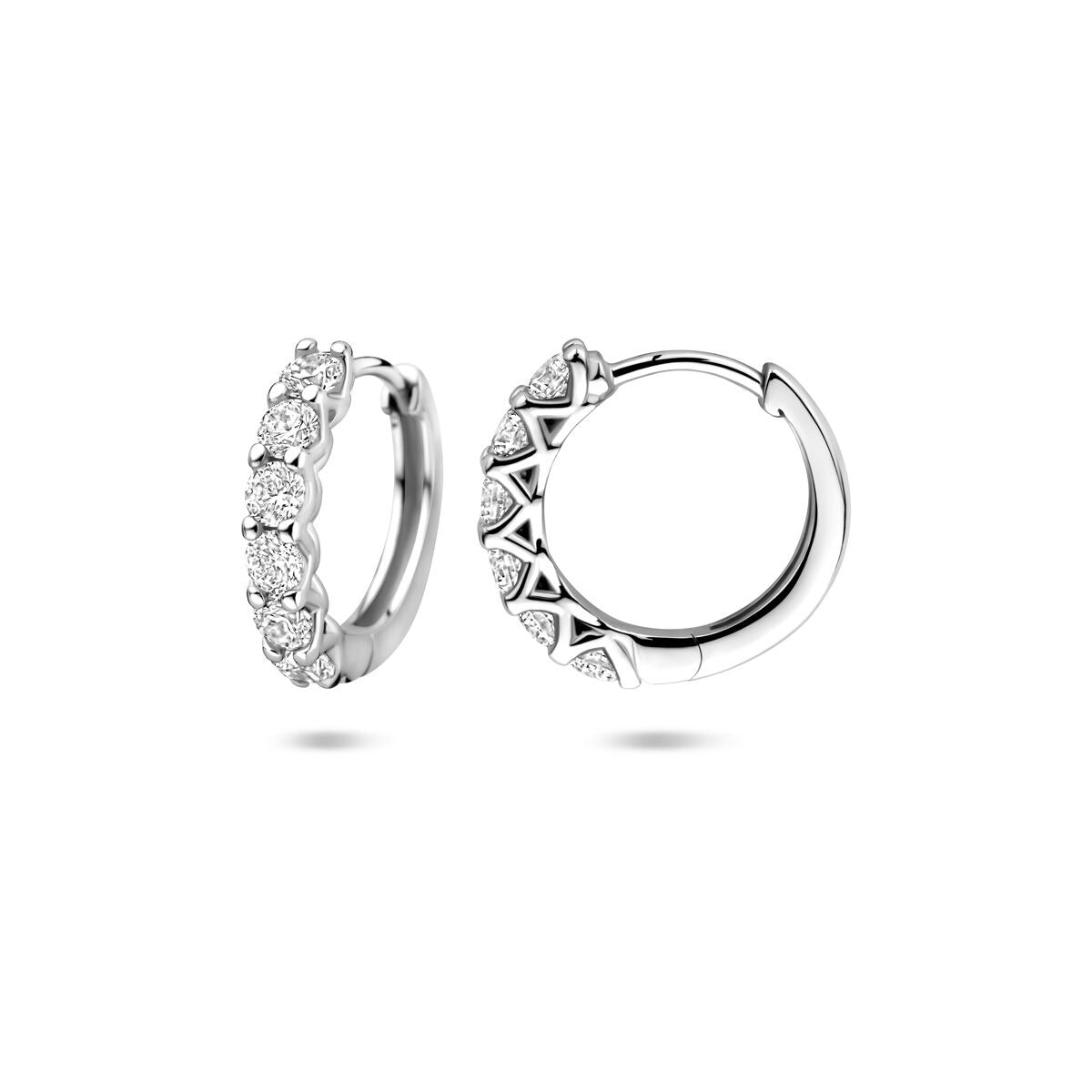 Orecchini a cerchio a scatto in argento con zirconia 14,5 mm