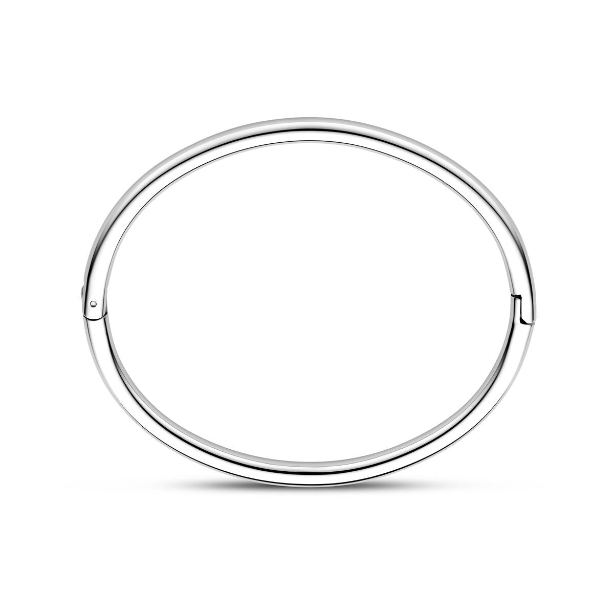 Zilverkleurige stalen bangle voor dames met scharnier, 4 mm breed en 60 mm diameter.