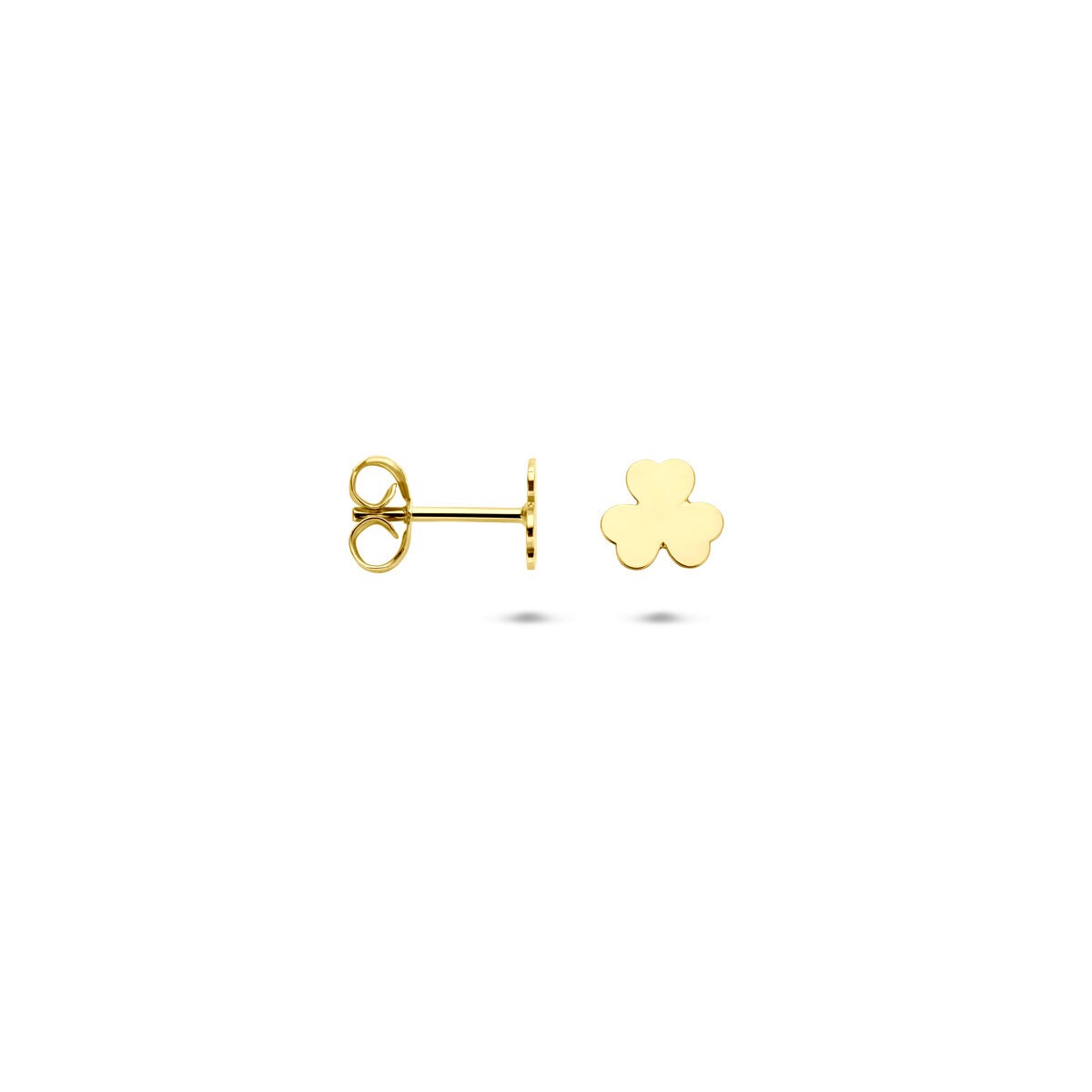 Orecchini a lobo in oro 14k – quadrifoglio 5 mm