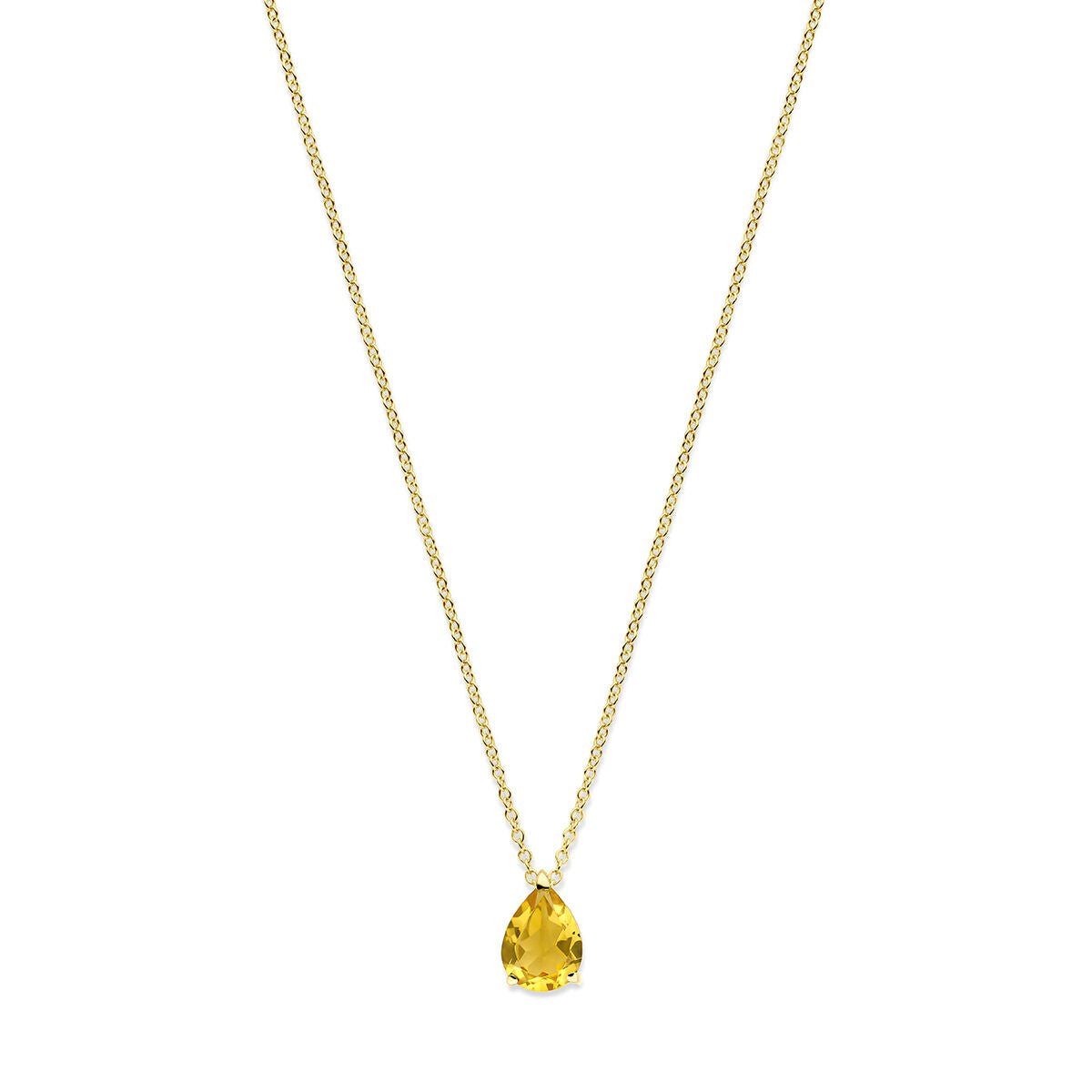Collana in oro giallo 14k con pendente a goccia in citrino.