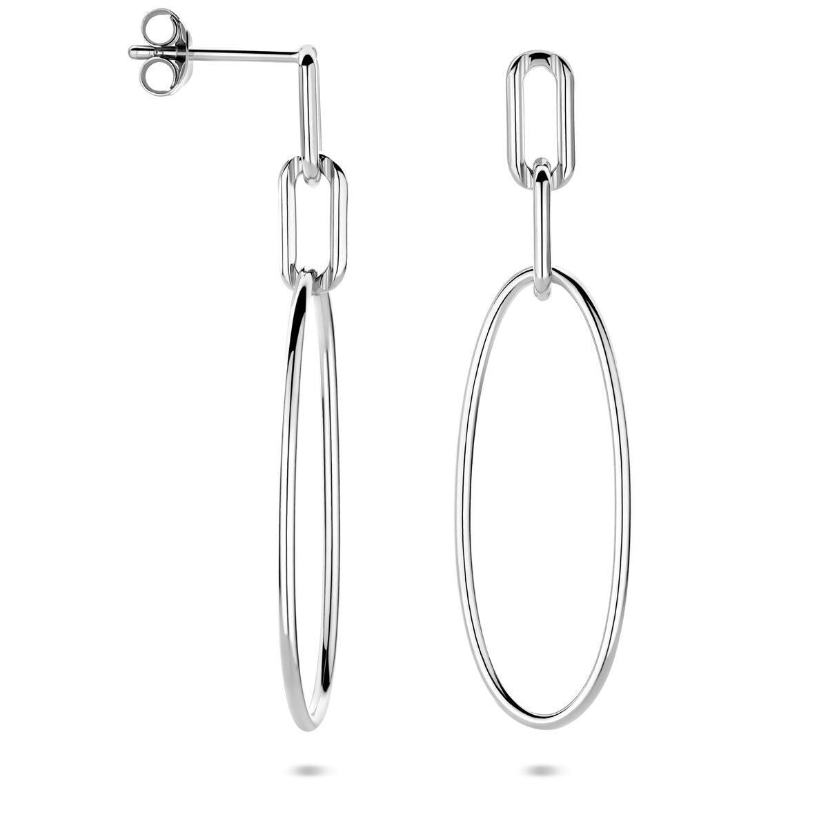 Orecchini pendenti ovali in argento rodiato 44mm