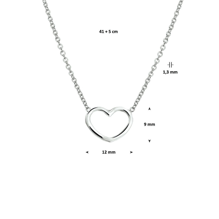 Zilveren collier met hartje – gerhodineerd 925 zilver