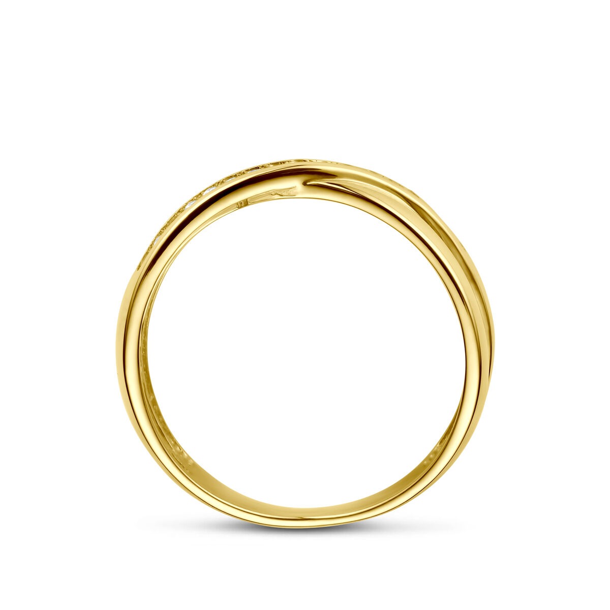 Anello da donna in oro giallo 14k con zirconia – taglio brillante in incastonatura a fila