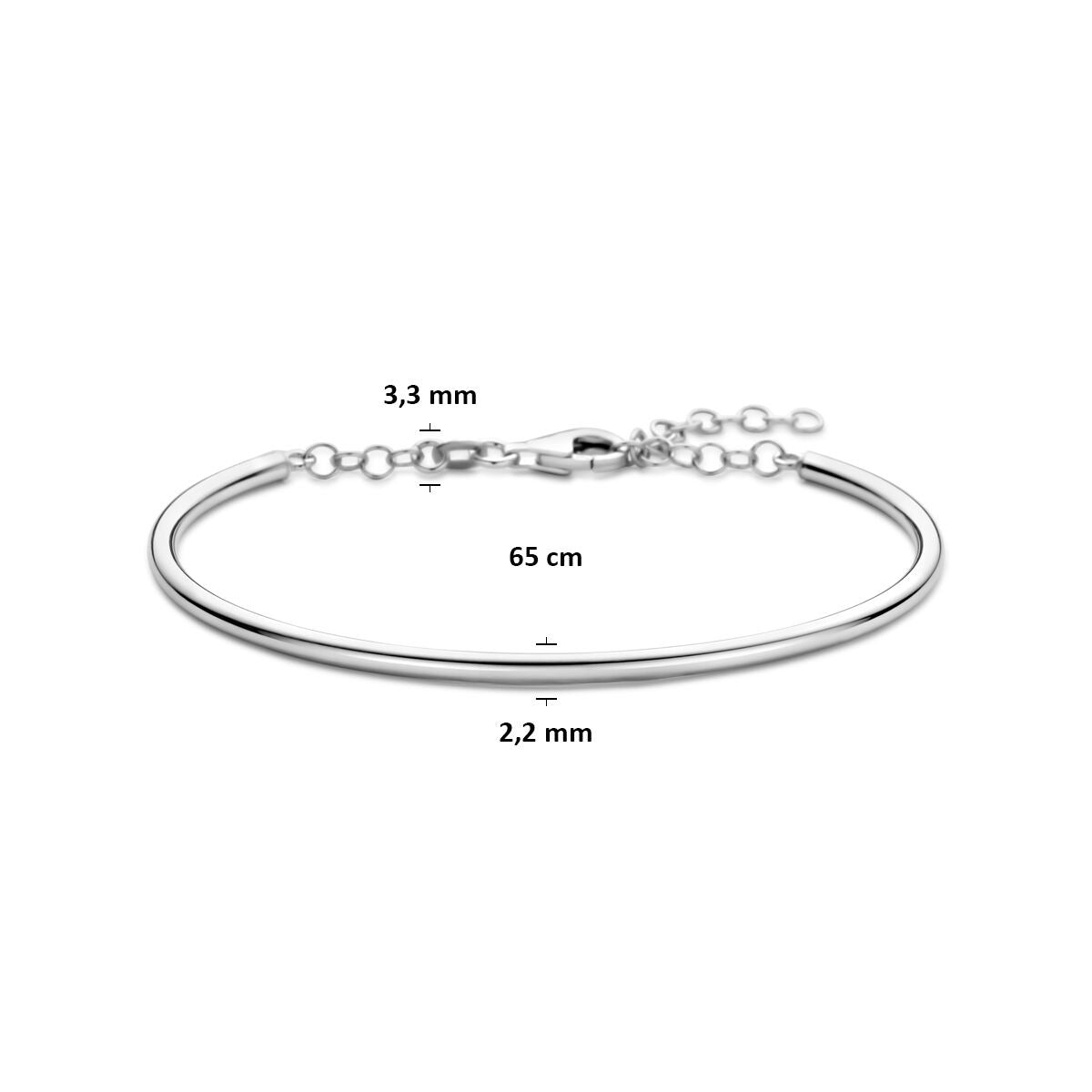 Bracciale da donna in argento – argento 925 rodiato con maglia fine 65 x 3,3 mm