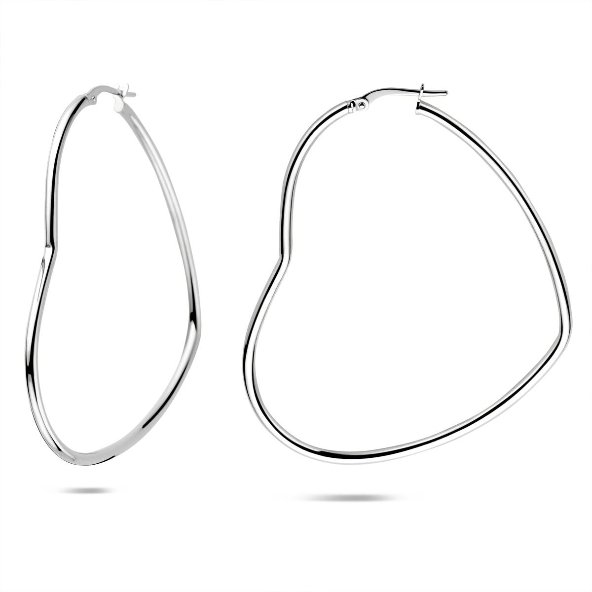Orecchini a cerchio in argento a forma di cuore - argento 925 rodiato