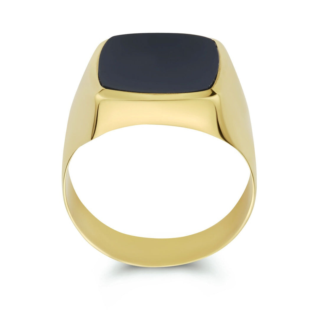 anello sigillo onice oro giallo 14K