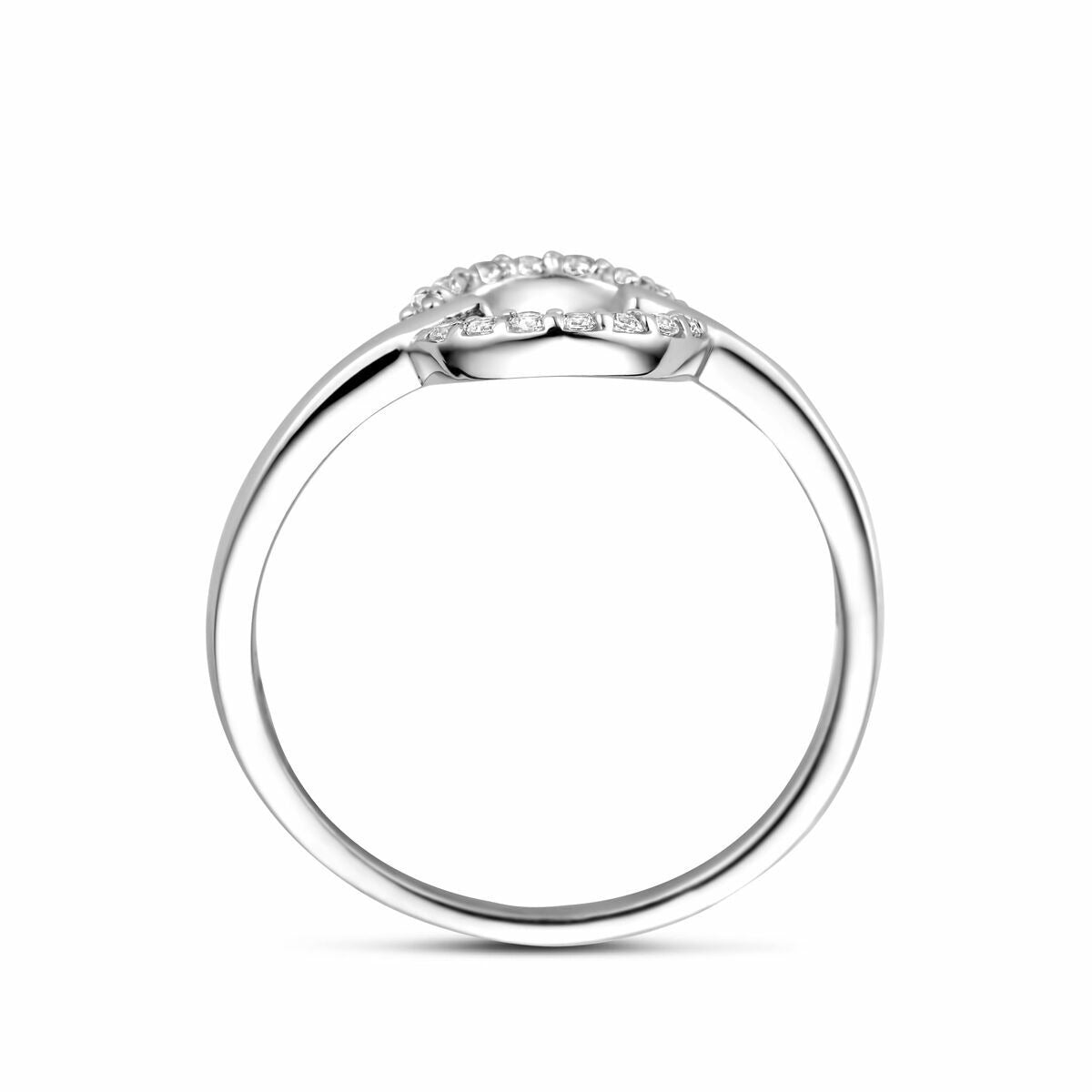 Anello da donna in argento con zirconi – rodiato