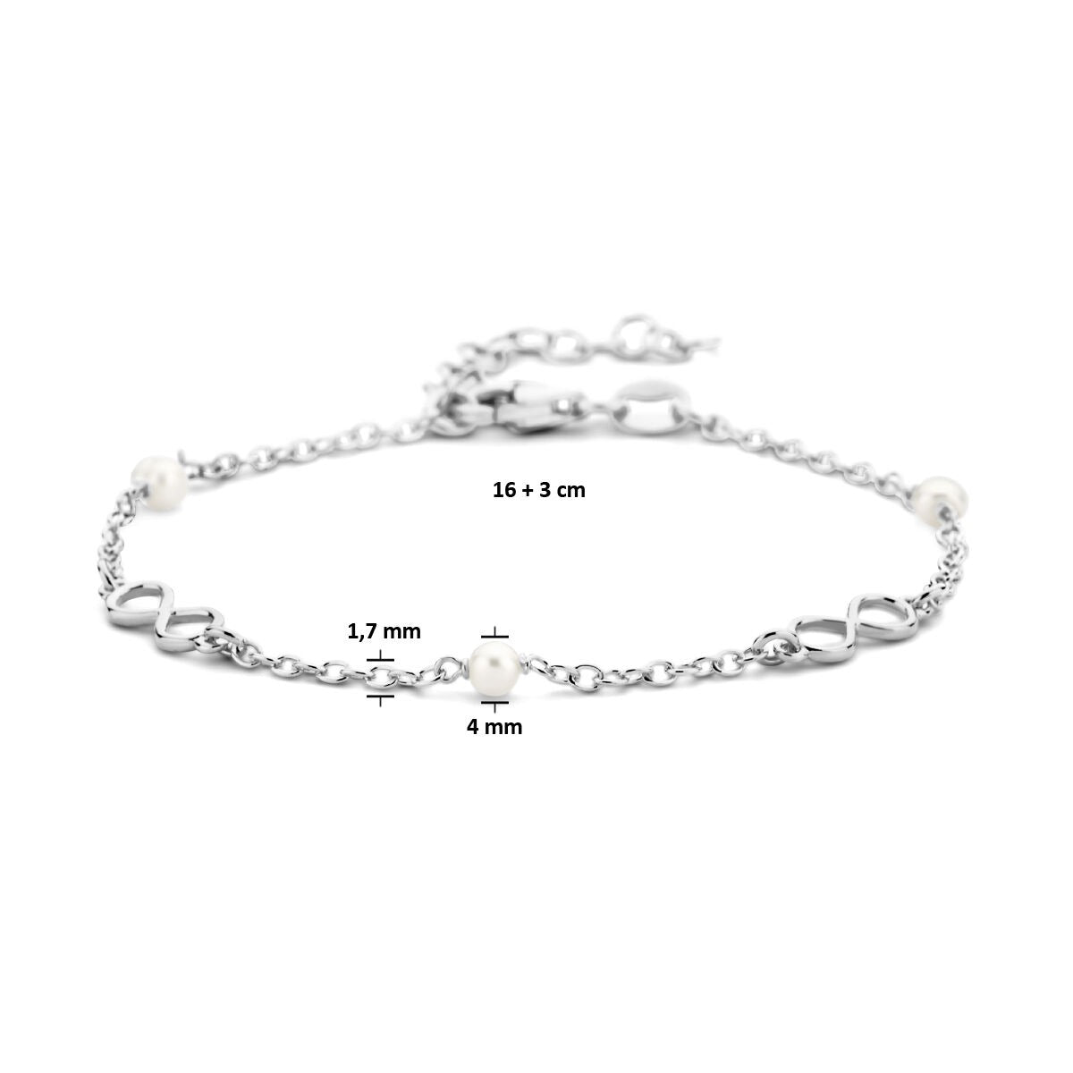 Bracciale dell'amicizia in argento con perle e ciondolo infinity – argento 925 rodiato