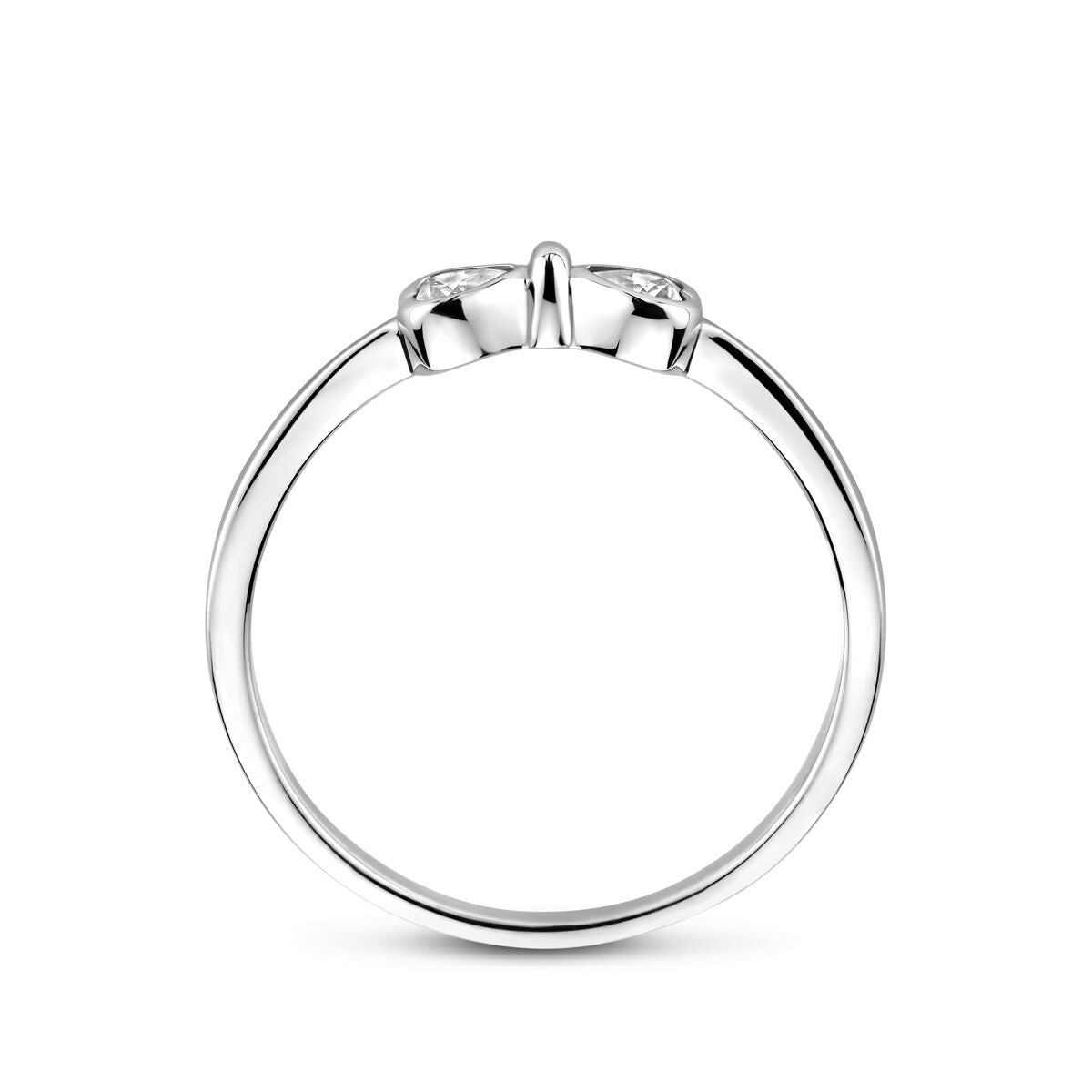 Anello in argento fiocco con zirconia – argento 925 rodiato