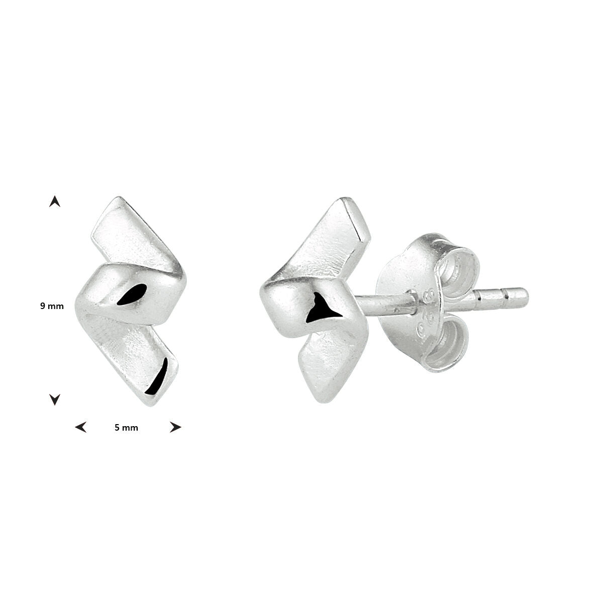 Orecchini a bottone in argento con forma a V compatta