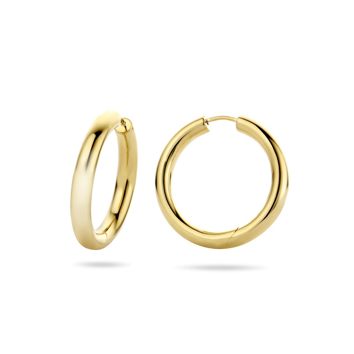 Orecchini a clip in argento dorato da donna – modello rotondo 28x4 mm