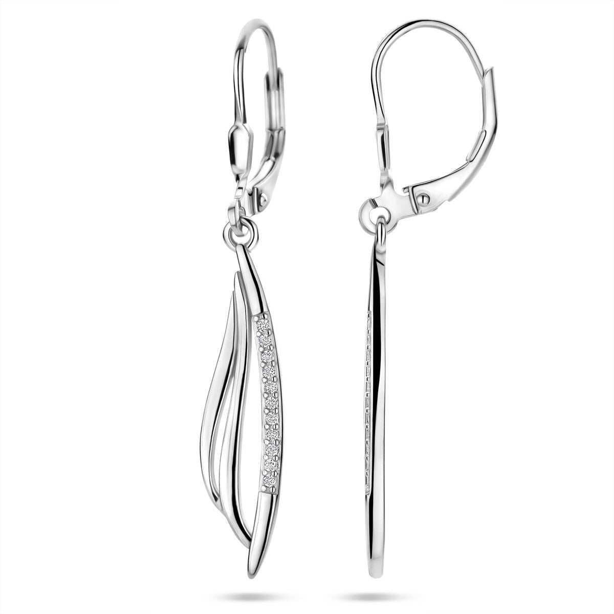 Orecchini pendenti in argento con zirconia 41 mm