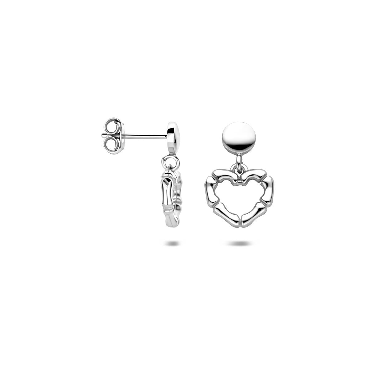 Orecchini pendenti in argento con cuoricino – argento 925 rodiato 16,5 mm
