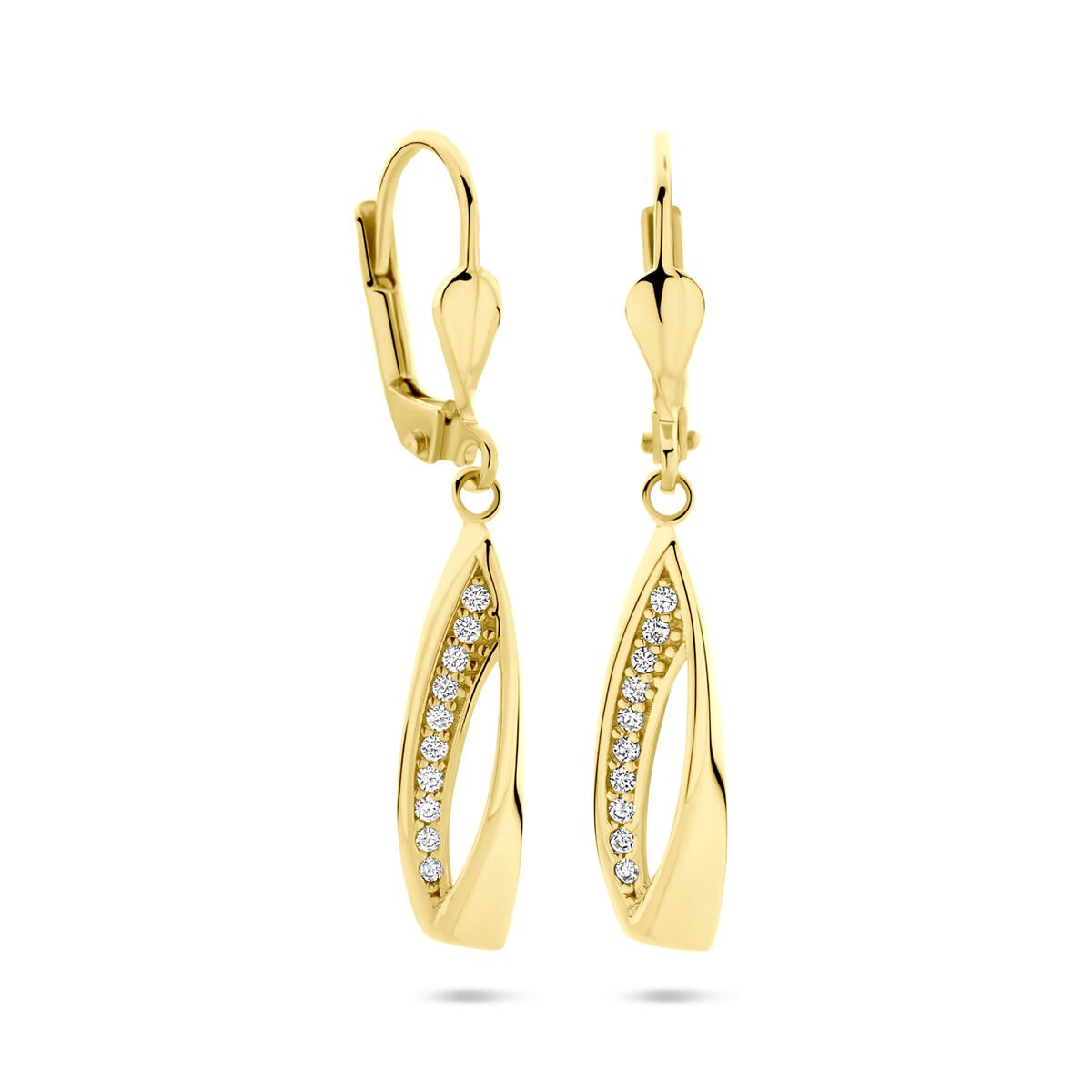 Orecchini pendenti in oro giallo 14k con zirconi