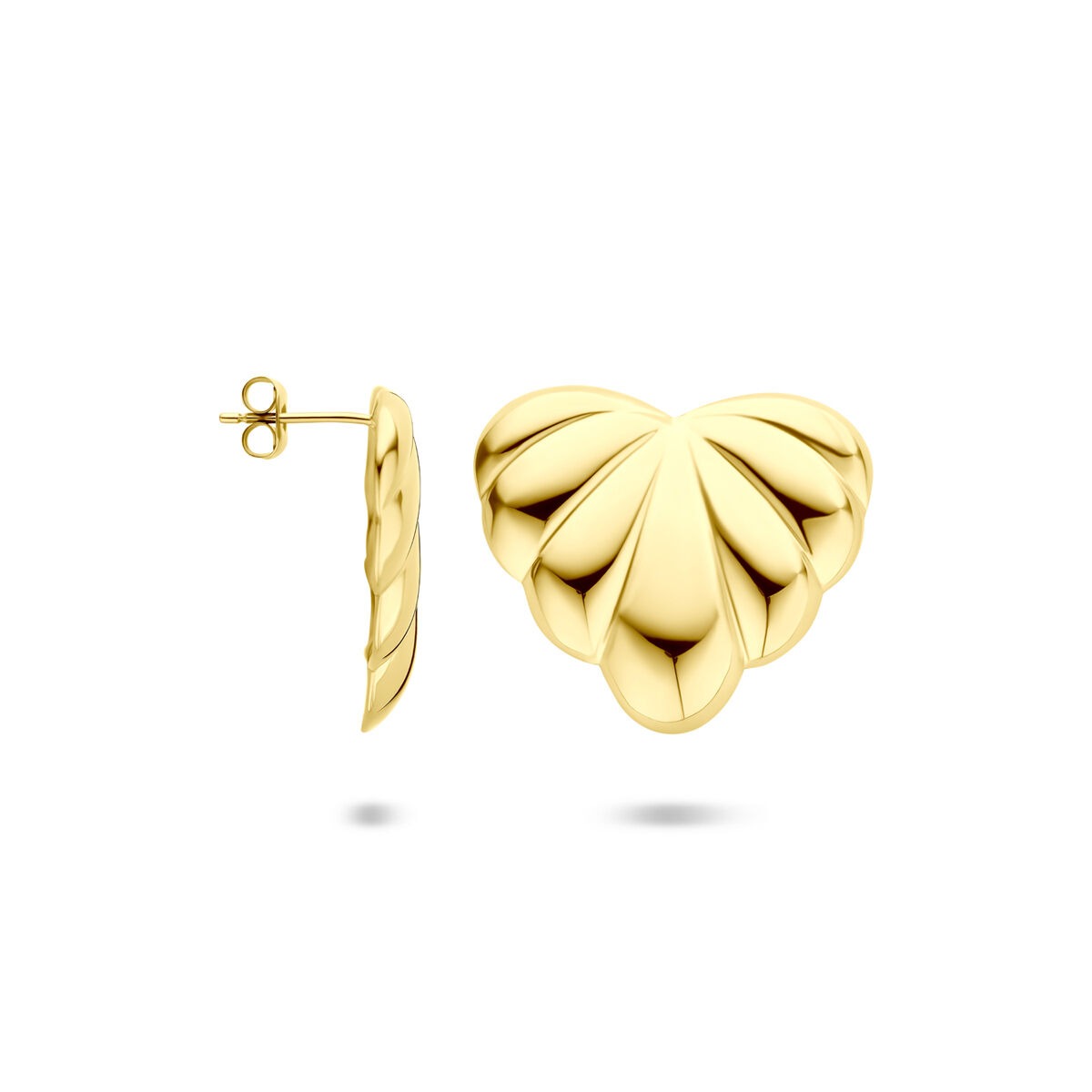 Orecchini a bottone in acciaio color oro 25x29mm – a forma di cuore