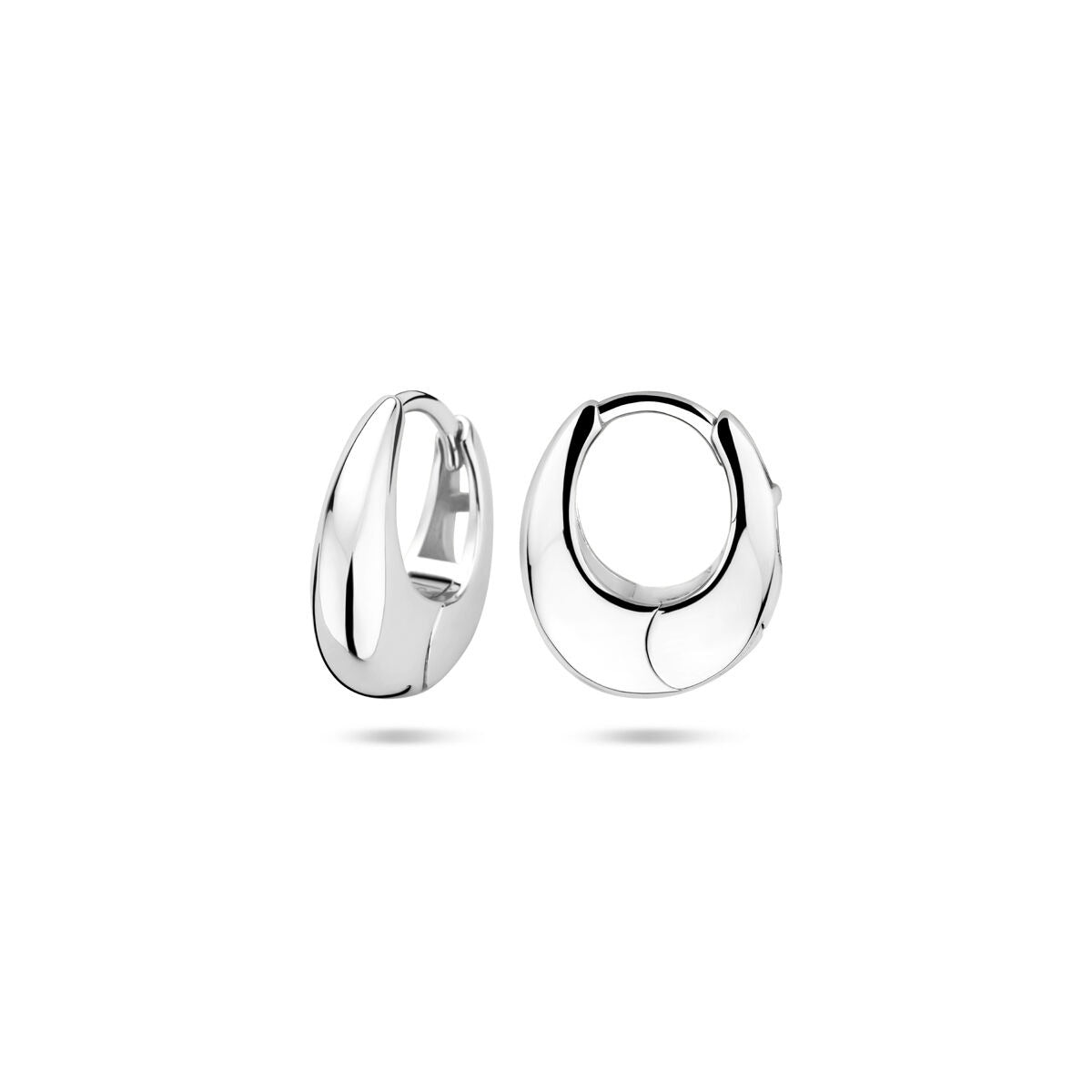 Orecchini a cerchio con chiusura a scatto in argento – argento 925 rodiato, 13.5 x 4.5 mm