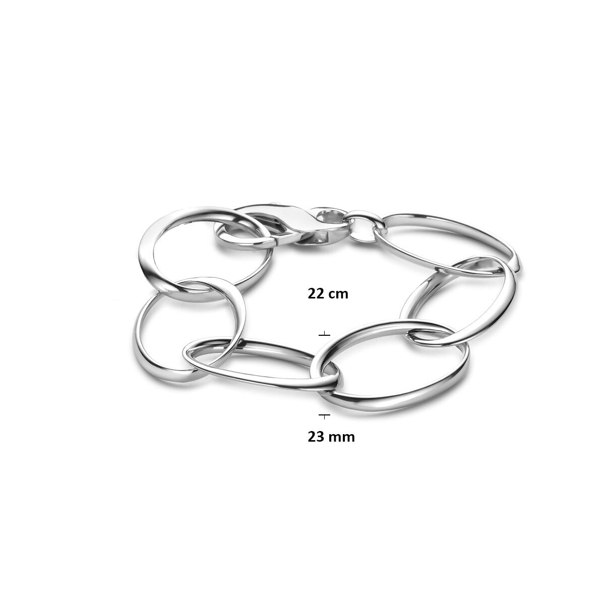 bracciale 23 mm 22 cm argento rodiato