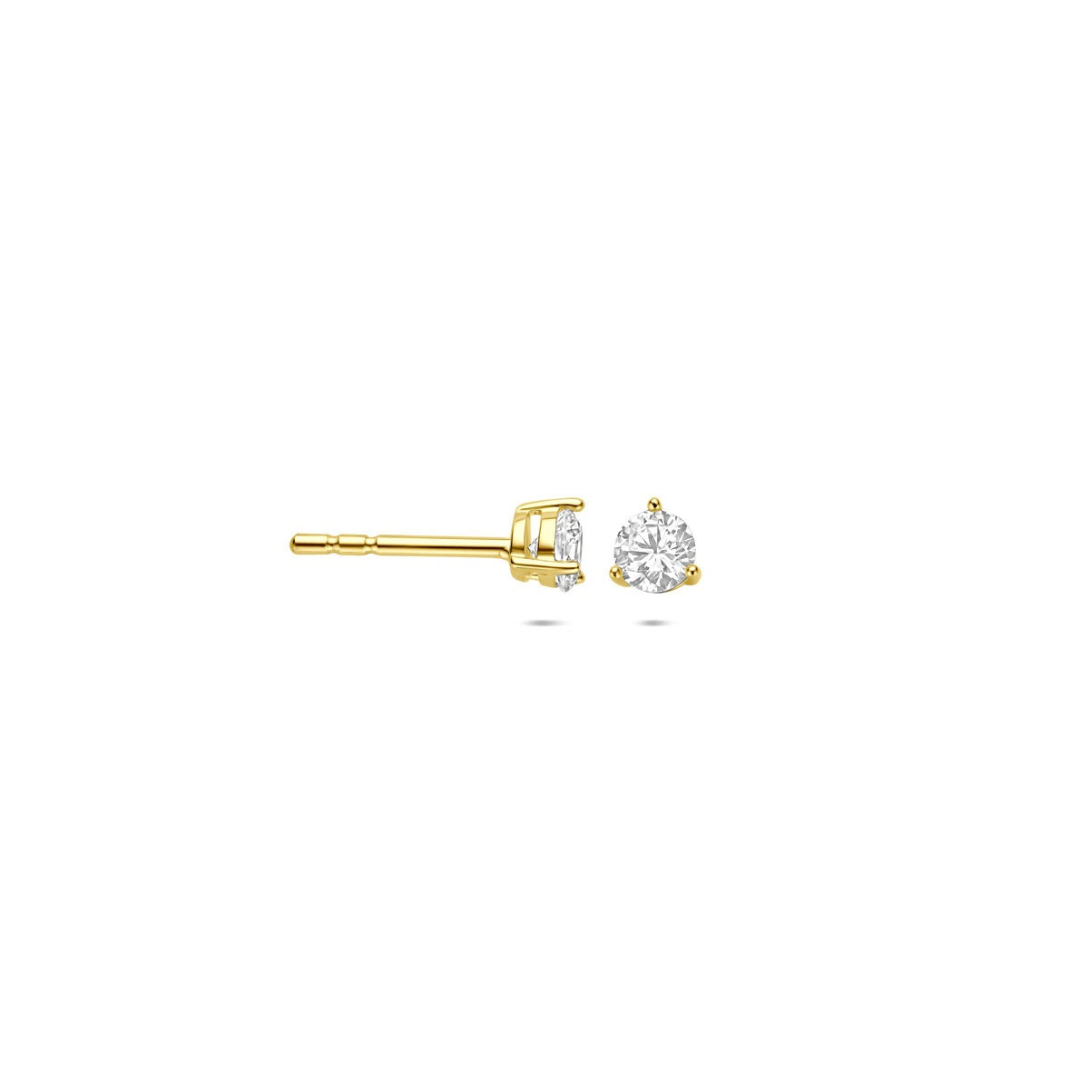 Orecchini a bottone in oro giallo 14k con zirconia
