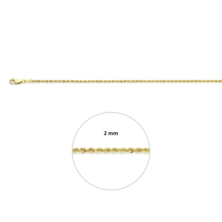 14k Geelgouden enkelbandje met koordschakel – verfijnde zomerse luxe